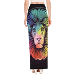 Colorful Leo Sign Print High Slit Maxi Skirt
