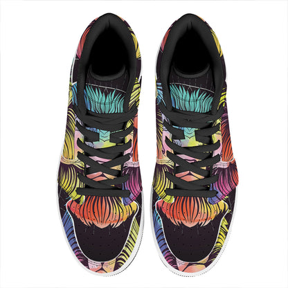 Colorful Leo Sign Print High Top Leather Sneakers