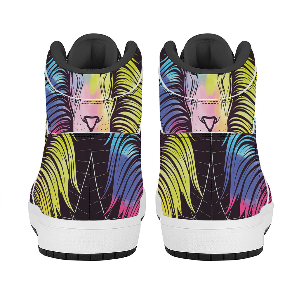 Colorful Leo Sign Print High Top Leather Sneakers