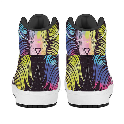 Colorful Leo Sign Print High Top Leather Sneakers