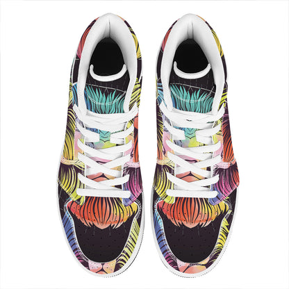 Colorful Leo Sign Print High Top Leather Sneakers