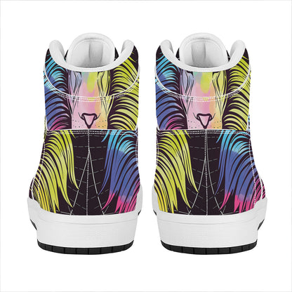 Colorful Leo Sign Print High Top Leather Sneakers