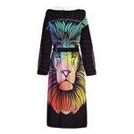 Colorful Leo Sign Print Hooded Bathrobe