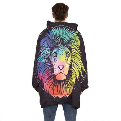 Colorful Leo Sign Print Hoodie Blanket