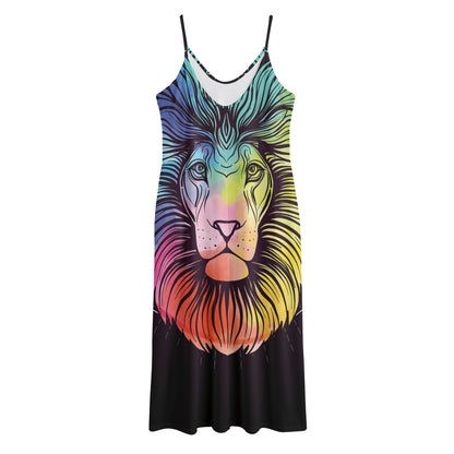 Colorful Leo Sign Print Jersey Midi Cami Dress