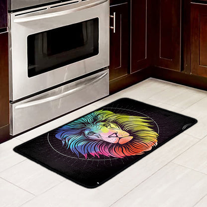 Colorful Leo Sign Print Kitchen Mat