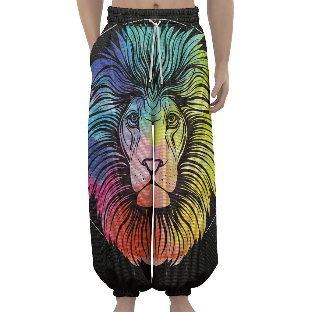 Colorful Leo Sign Print Lantern Pants