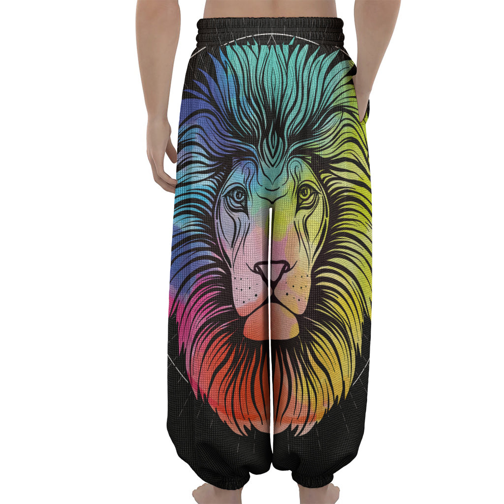 Colorful Leo Sign Print Lantern Pants
