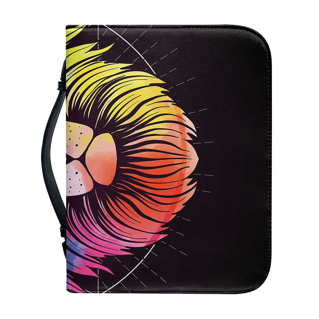 Colorful Leo Sign Print Leather Bible Cover