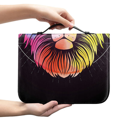 Colorful Leo Sign Print Leather Bible Cover