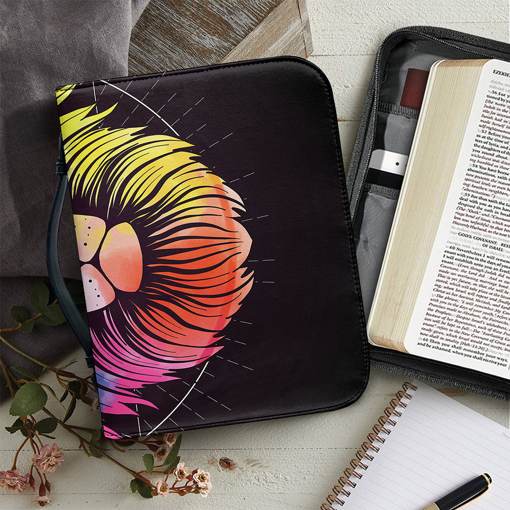 Colorful Leo Sign Print Leather Bible Cover