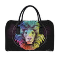 Colorful Leo Sign Print Leather Duffel Bag