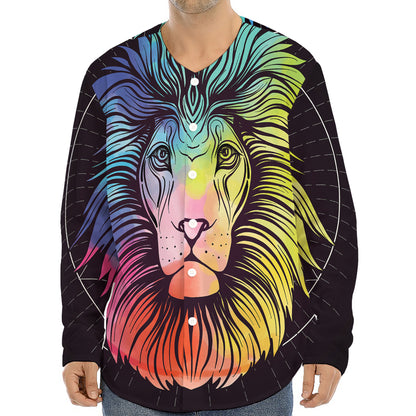 Colorful Leo Sign Print Long Sleeve Baseball Jersey