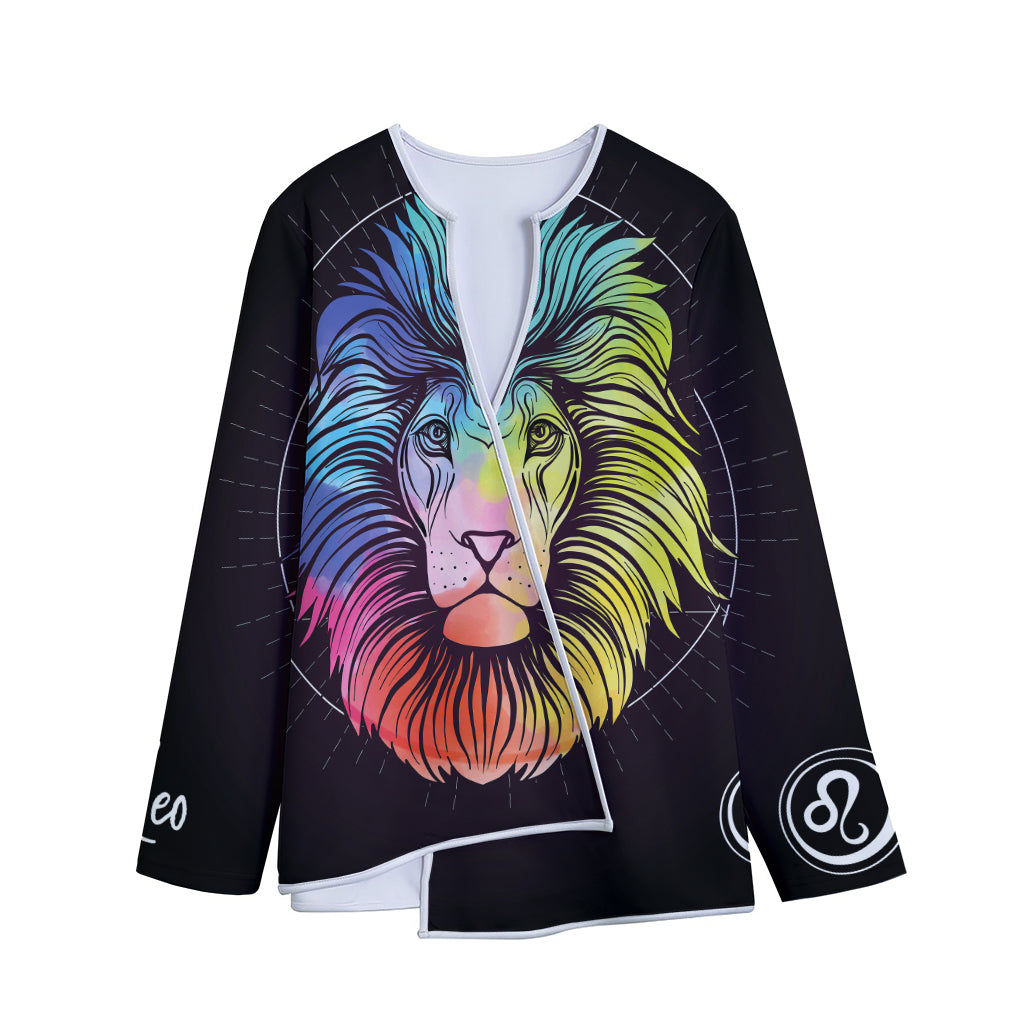 Colorful Leo Sign Print Long Sleeve Short Coat