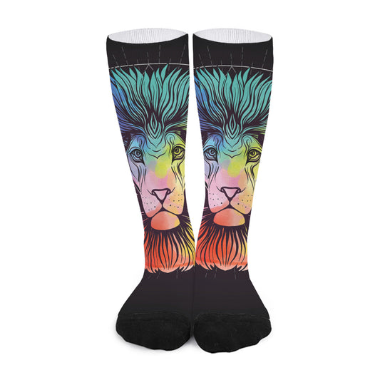 Colorful Leo Sign Print Long Socks