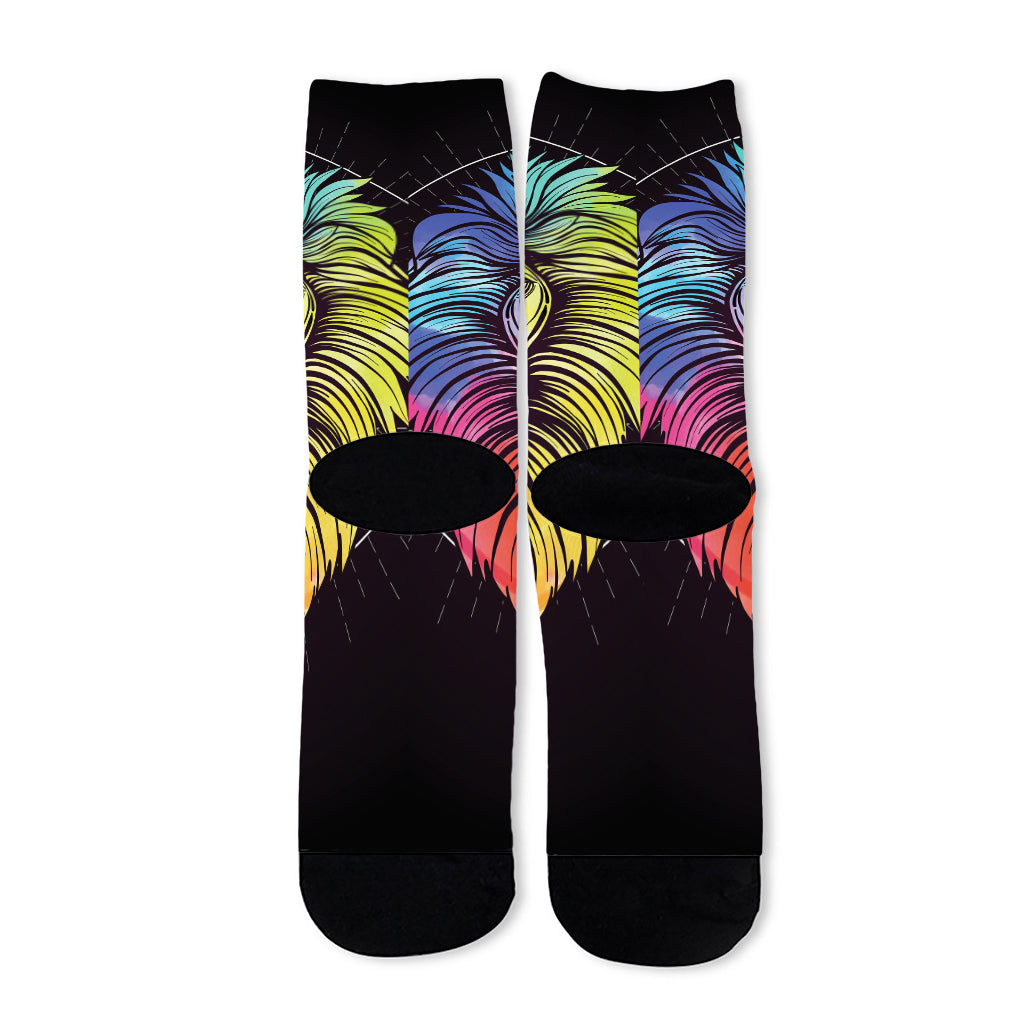 Colorful Leo Sign Print Long Socks