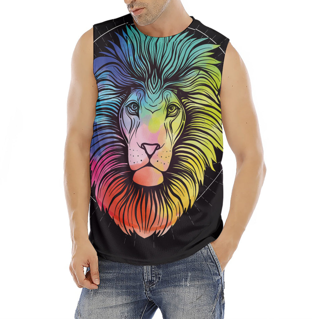 Colorful Leo Sign Print Men's Fitness Tank Top