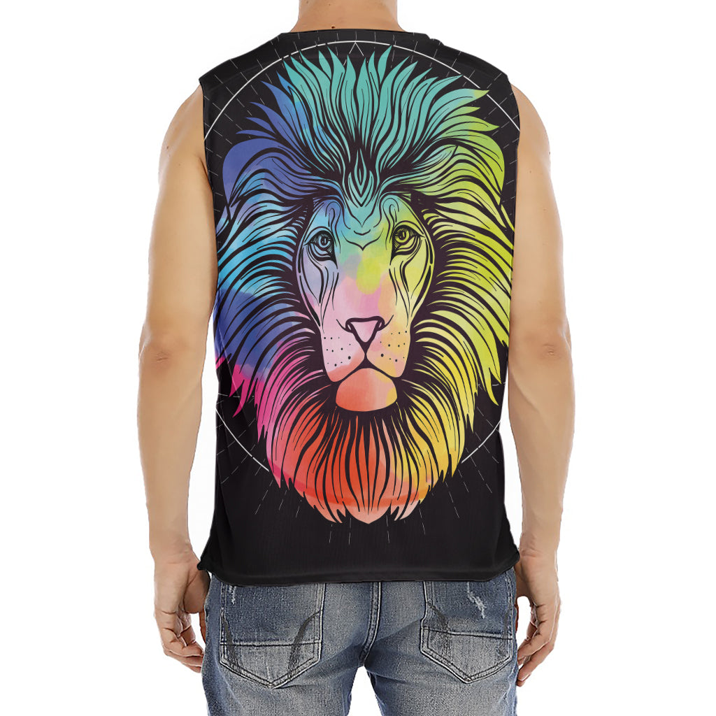 Colorful Leo Sign Print Men's Fitness Tank Top