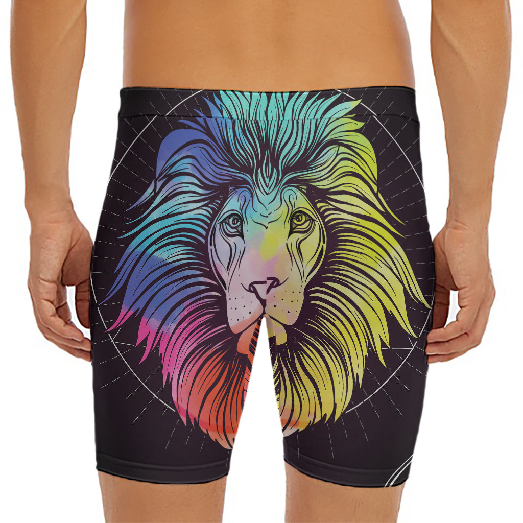 Colorful Leo Sign Print Men's Long Boxer Briefs
