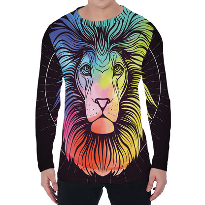Colorful Leo Sign Print Men's Long Sleeve T-Shirt