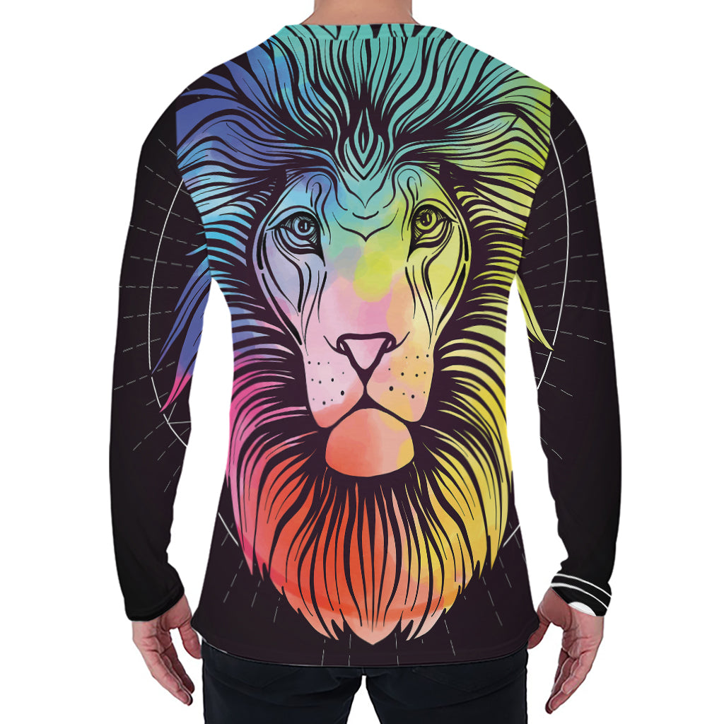 Colorful Leo Sign Print Men's Long Sleeve T-Shirt