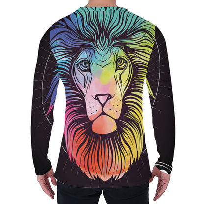 Colorful Leo Sign Print Men's Long Sleeve T-Shirt