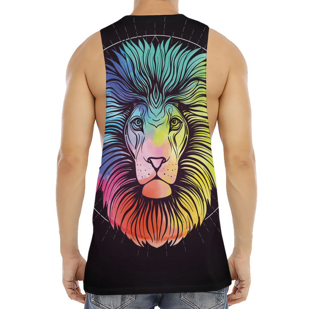 Colorful Leo Sign Print Men's Muscle Tank Top