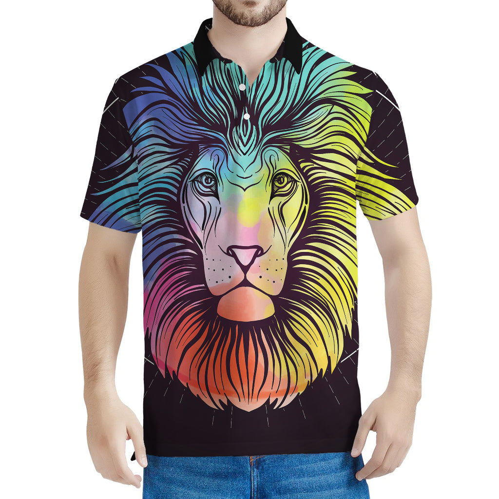 Colorful Leo Sign Print Men's Polo Shirt