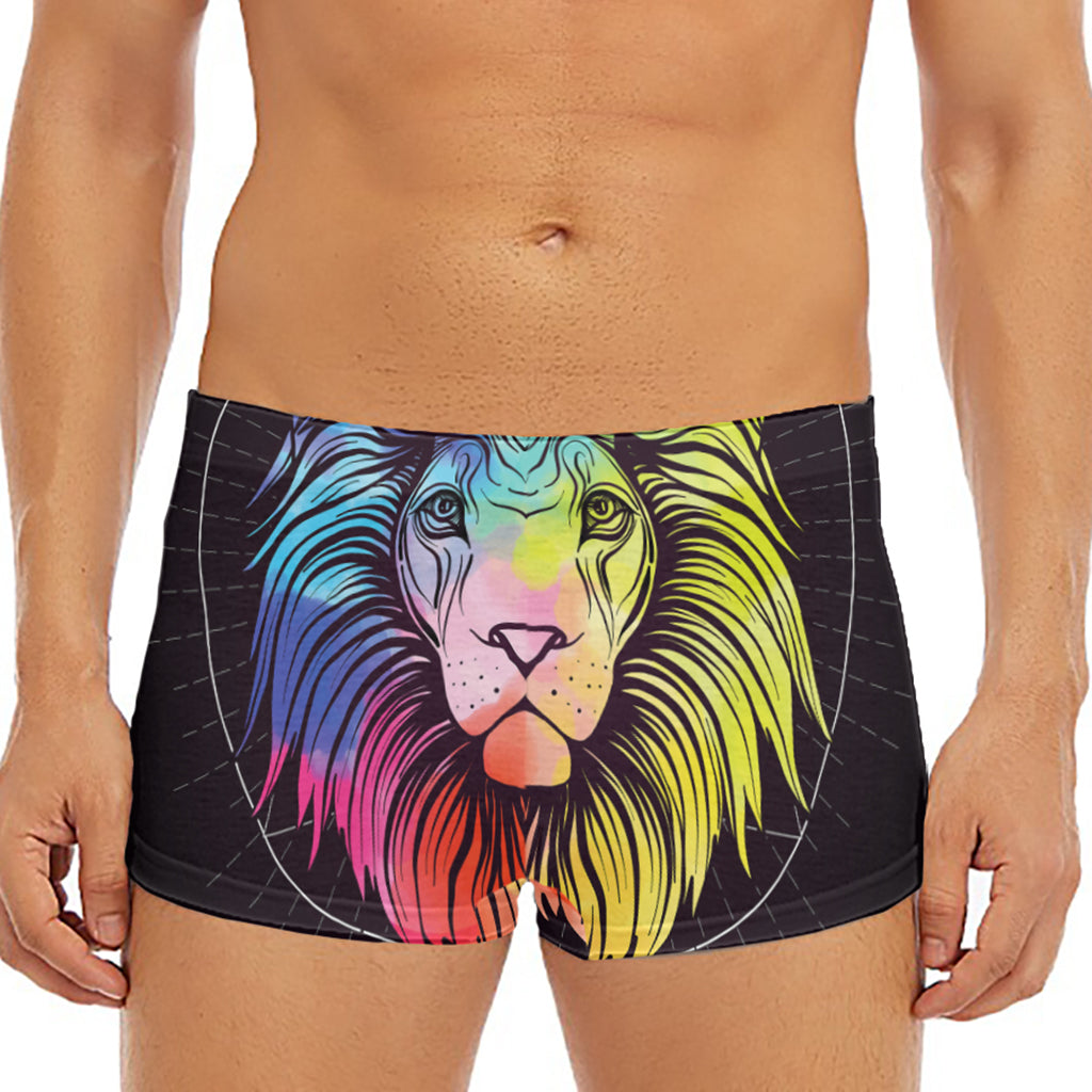 Colorful Leo Sign Print Men's Short Boxer Briefs
