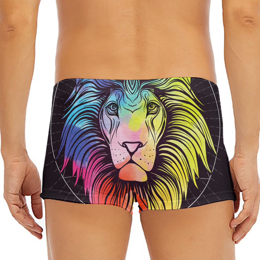 Colorful Leo Sign Print Men's Short Boxer Briefs