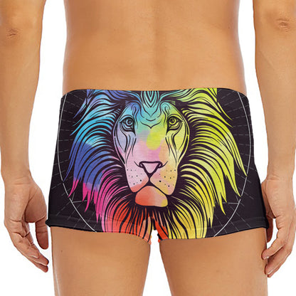 Colorful Leo Sign Print Men's Short Boxer Briefs