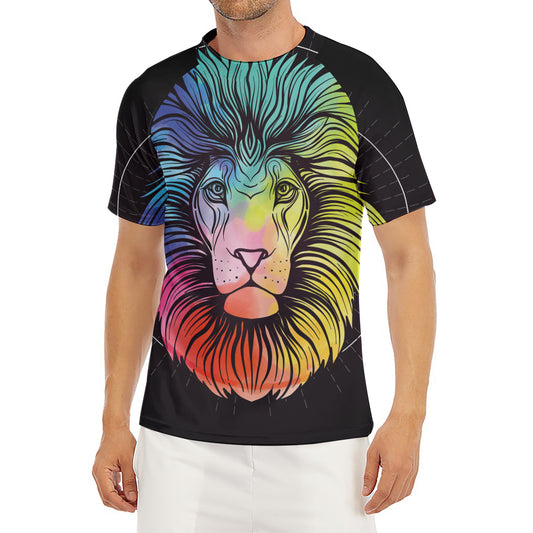 Colorful Leo Sign Print Men's Short Sleeve Rash Guard