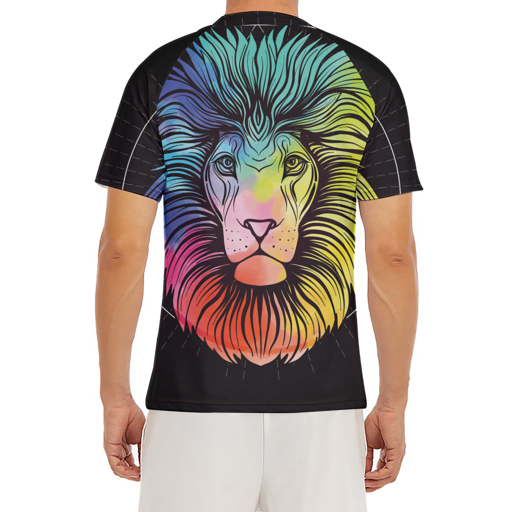 Colorful Leo Sign Print Men's Short Sleeve Rash Guard