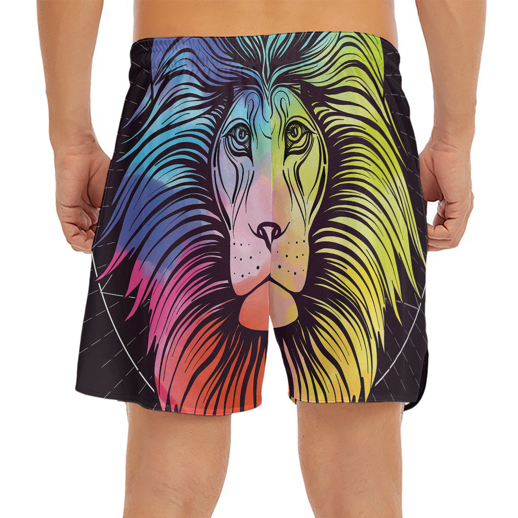 Colorful Leo Sign Print Men's Split Running Shorts