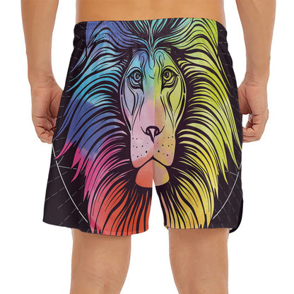 Colorful Leo Sign Print Men's Split Running Shorts
