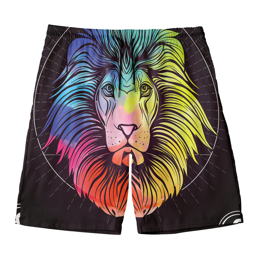 Colorful Leo Sign Print Men's Swim Trunks