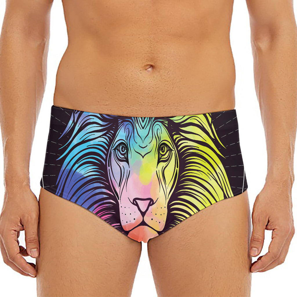 Colorful Leo Sign Print Men's Triangle Swim Briefs