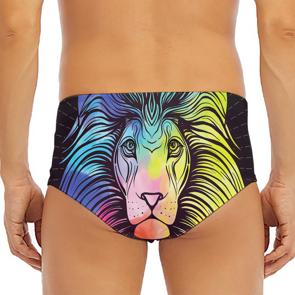 Colorful Leo Sign Print Men's Triangle Swim Briefs
