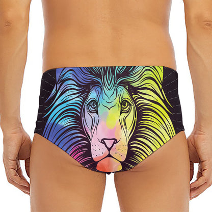 Colorful Leo Sign Print Men's Triangle Swim Briefs