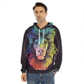 Colorful Leo Sign Print Men's Velvet Pullover Hoodie