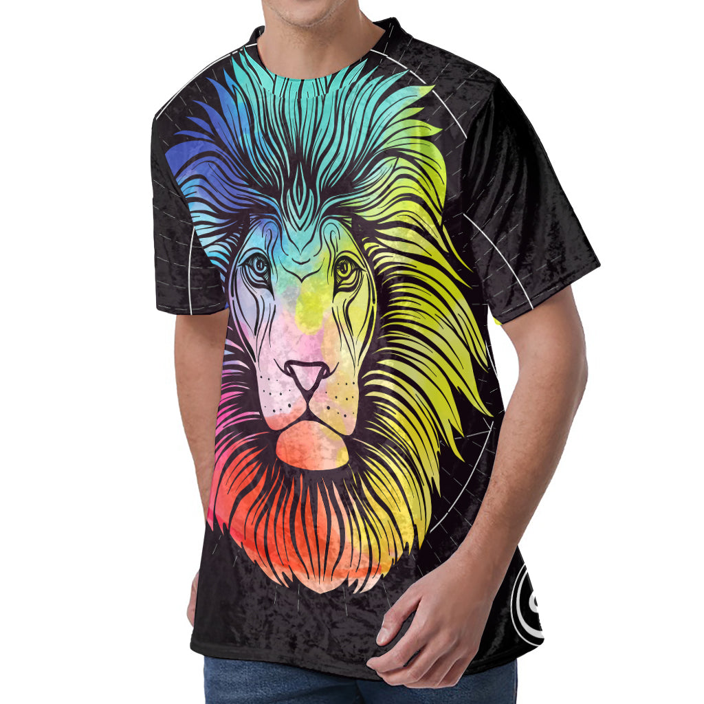 Colorful Leo Sign Print Men's Velvet T-Shirt