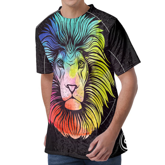 Colorful Leo Sign Print Men's Velvet T-Shirt