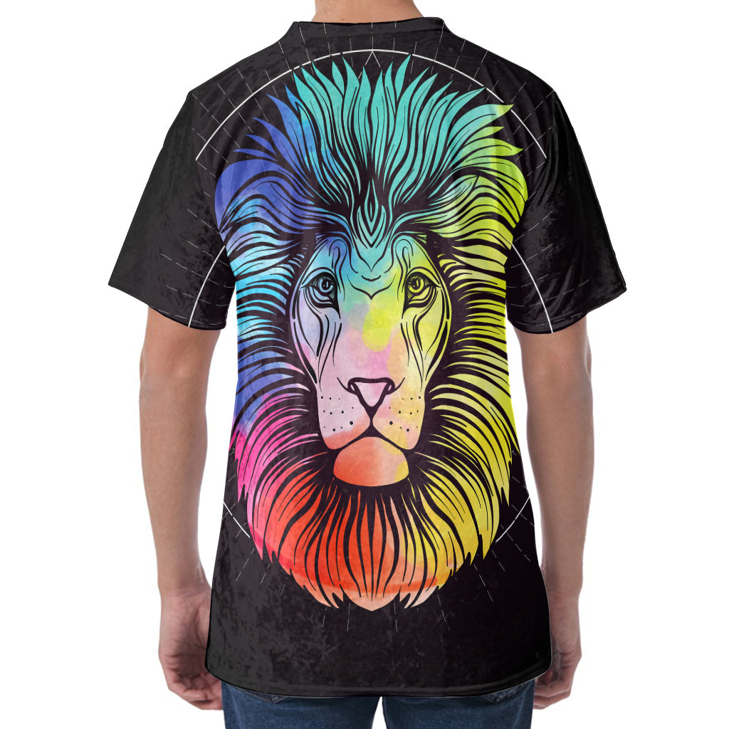 Colorful Leo Sign Print Men's Velvet T-Shirt