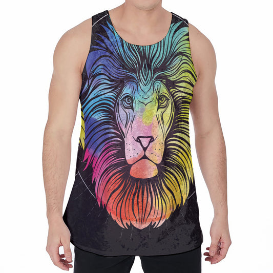Colorful Leo Sign Print Men's Velvet Tank Top