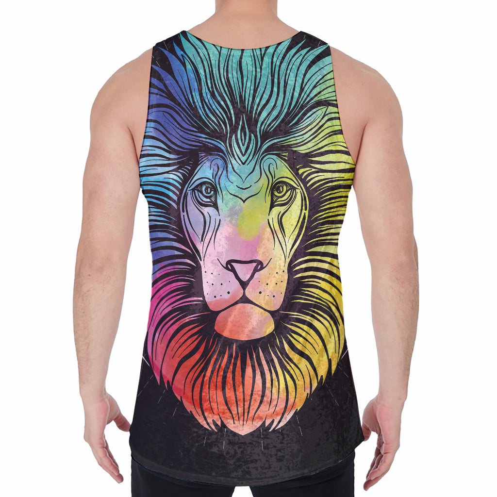 Colorful Leo Sign Print Men's Velvet Tank Top