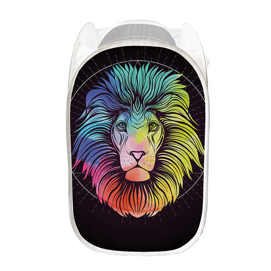 Colorful Leo Sign Print Mesh Laundry Hamper