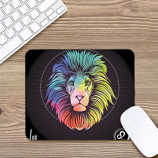 Colorful Leo Sign Print Mouse Pad