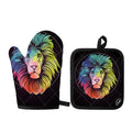 Colorful Leo Sign Print Oven Mitt And Pot Holder Set