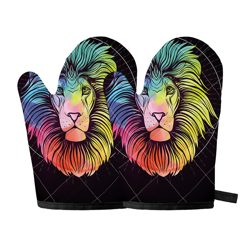 Colorful Leo Sign Print Oven Mitts