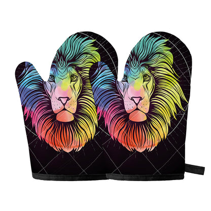 Colorful Leo Sign Print Oven Mitts